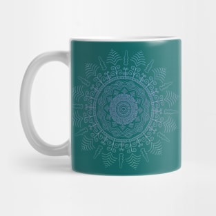 Floral Mandala in Green, Purple and Blue Tones on Teal Mug